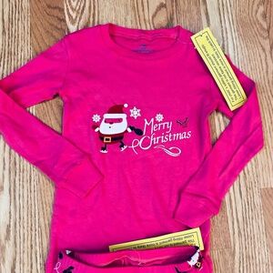 NWT 2 Piece Pink Christmas Pajamas Size 7